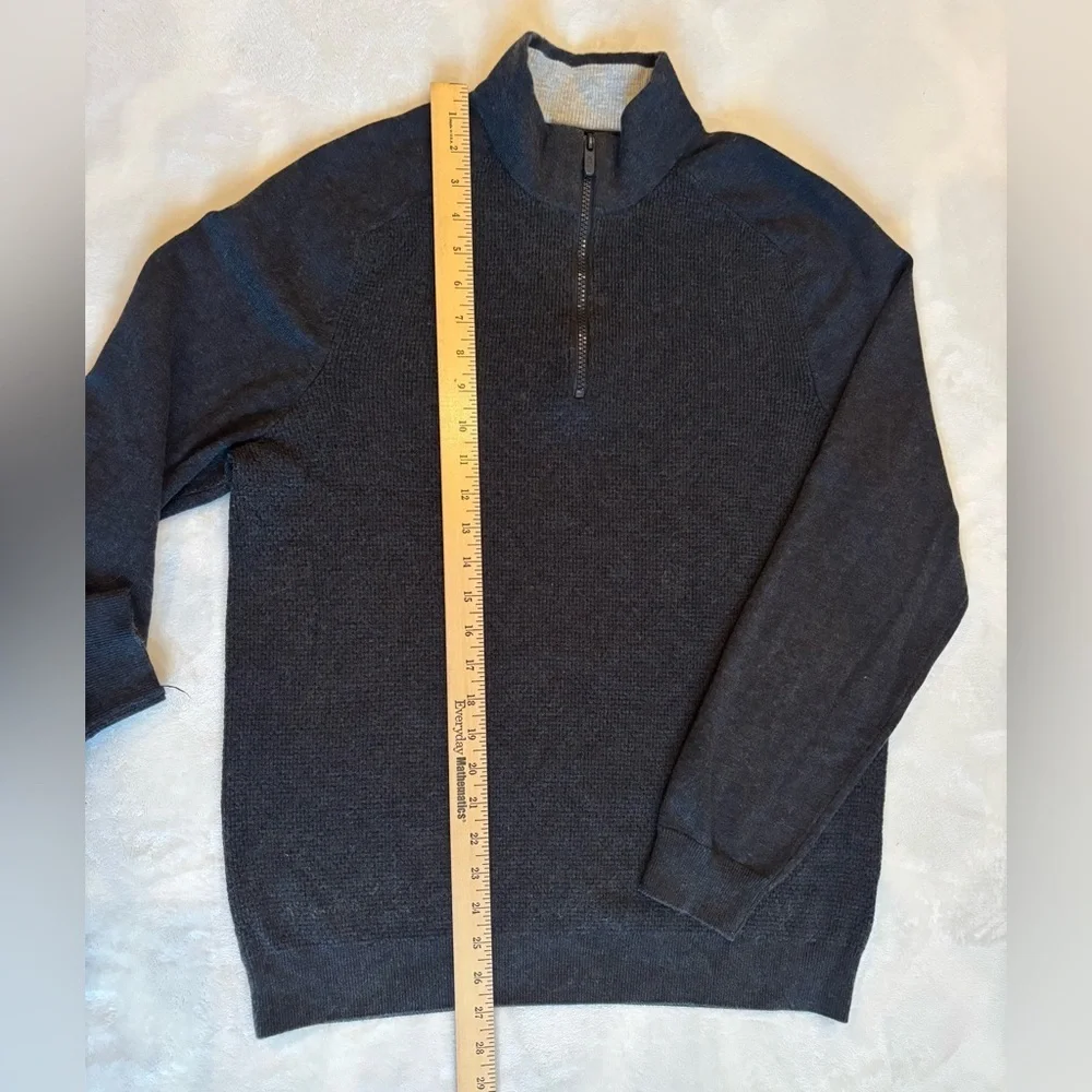 FLX Men's Sweater Black Quarter Zip-Up Turtleneck Pullover Dark Grey Size M - Picture 3 of 11